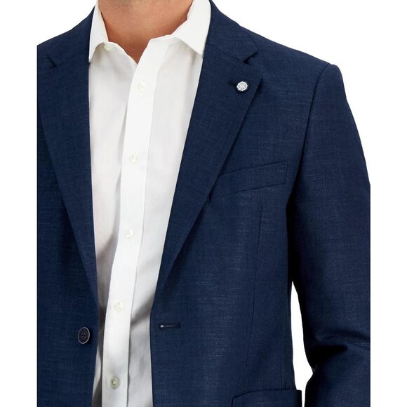 Nautica Men's Modern Fit Sport Coat Blazer 44 R Navy Blue Solid Stretch NWT - Picture 3 of 4